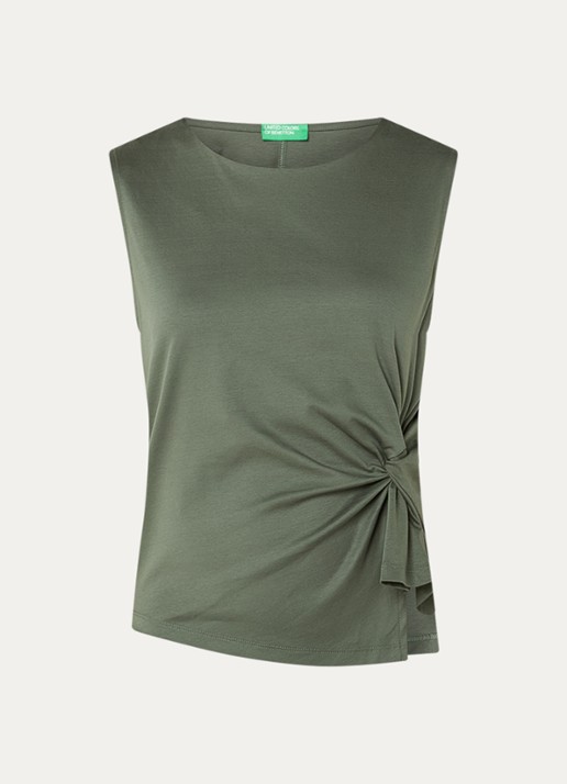 Benetton Top met knoopdetail  - voorkant 2 groen
