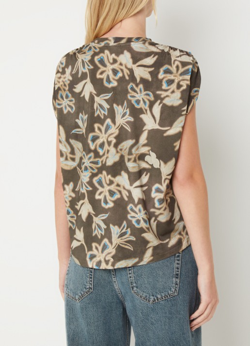 Benetton Top met print en ronde hals - achterkant 2 lichtbruin