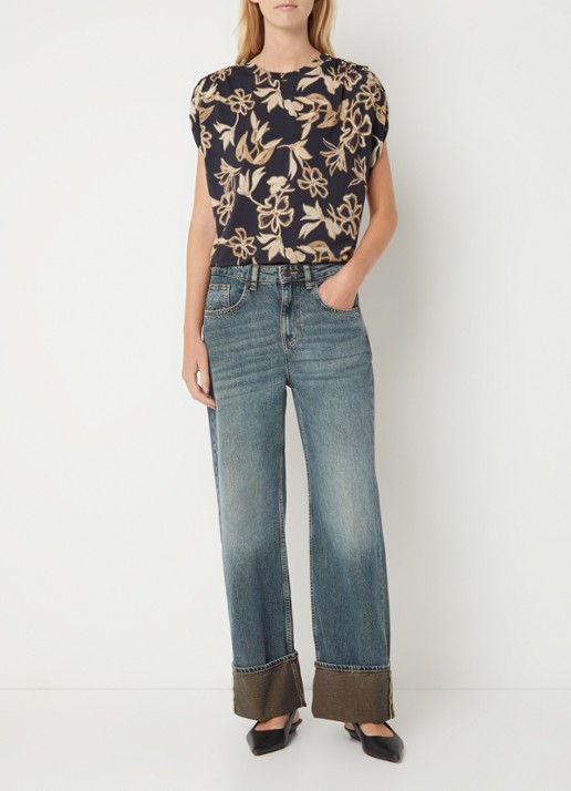 Benetton Top met print en ronde hals - voorkant 4 zwart