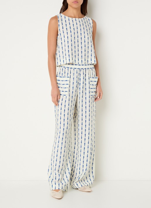 Benetton Top met print - voorkant 3 kobaltblauw