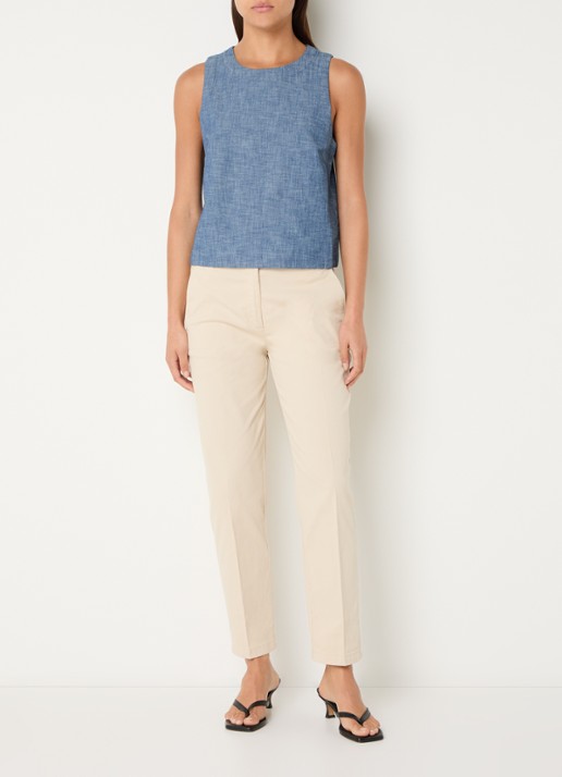 Benetton Top van chambray - voorkant 2 blauw