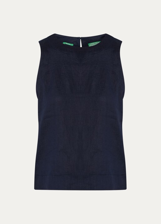 Benetton Top van linnen - voorkant 2 donkerblauw