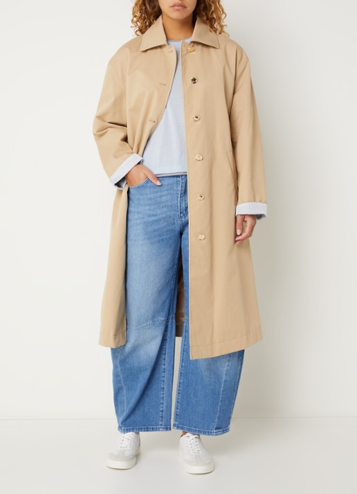 Benetton Trenchcoat met strikceintuur en steekzakken - voorkant 4 camel