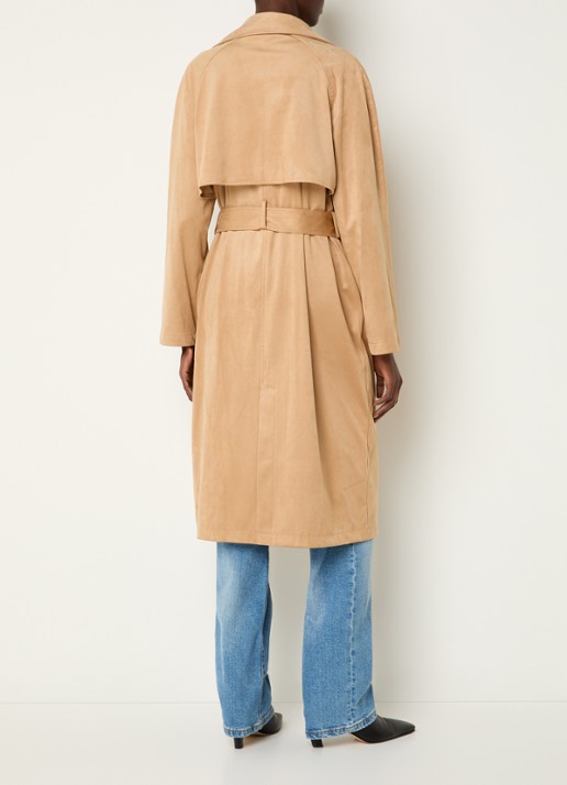 Benetton Trenchcoat van imitatiesuède met strikceintuur - achterkant 4 camel