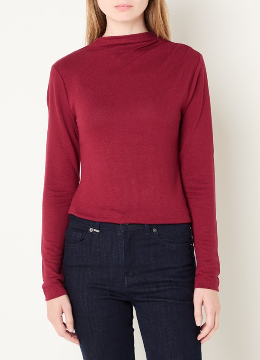 Benetton Trui met boothals - detail 4 donkerrood
