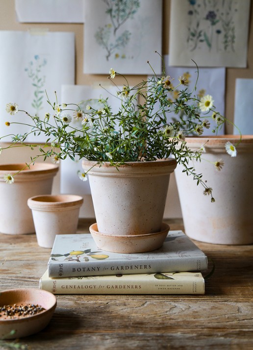Bergs Potter Flora bloempot voor binnen en buiten Ø25 cm - voorkant 2 donkerbeige