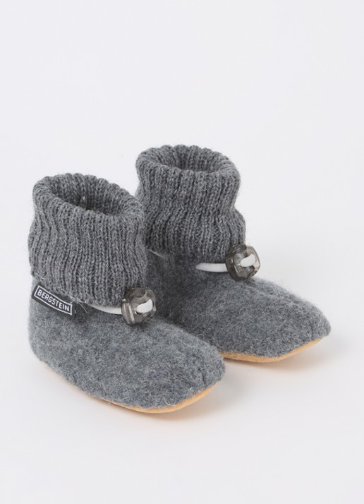 Bergstein Cozy babyslofjes van wol in giftbox - voorkant 3 grijs