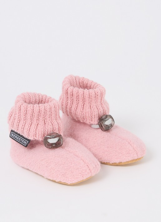 Bergstein Cozy babyslofjes van wol in giftbox - voorkant 2 oudroze