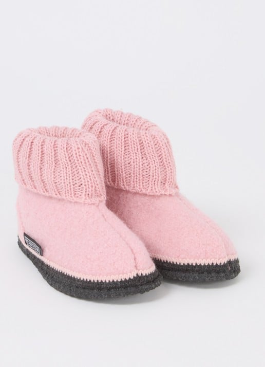 Bergstein Cozy pantoffel van wol - voorkant 4 zalmroze