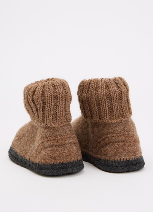 Bergstein Cozy pantoffel van wol - voorkant 2 bruin