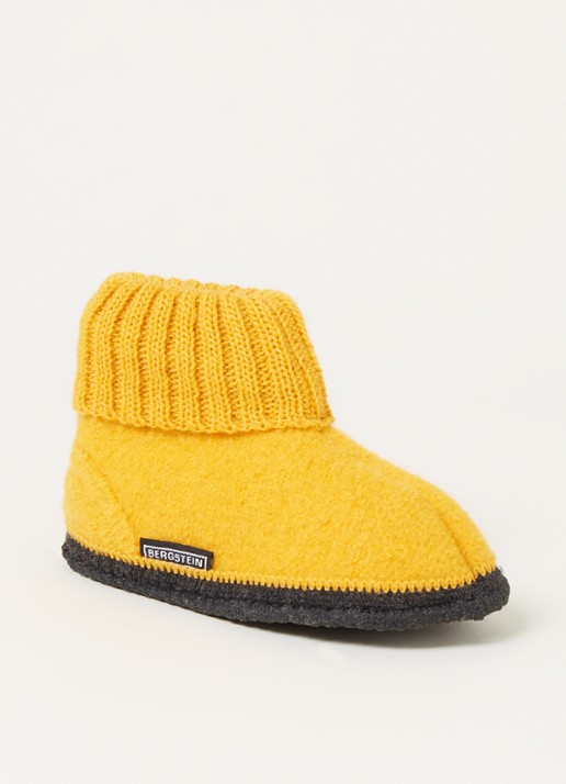 Bergstein Cozy pantoffel van wol - voorkant okergeel