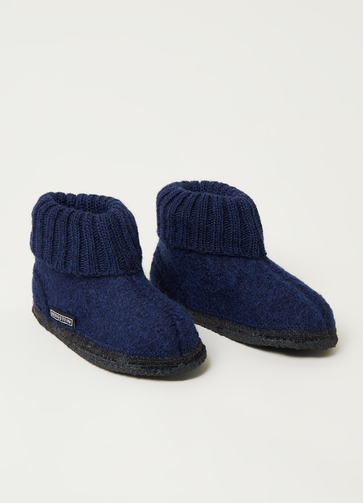 Bergstein Cozy pantoffel van wol - voorkant 2 blauw