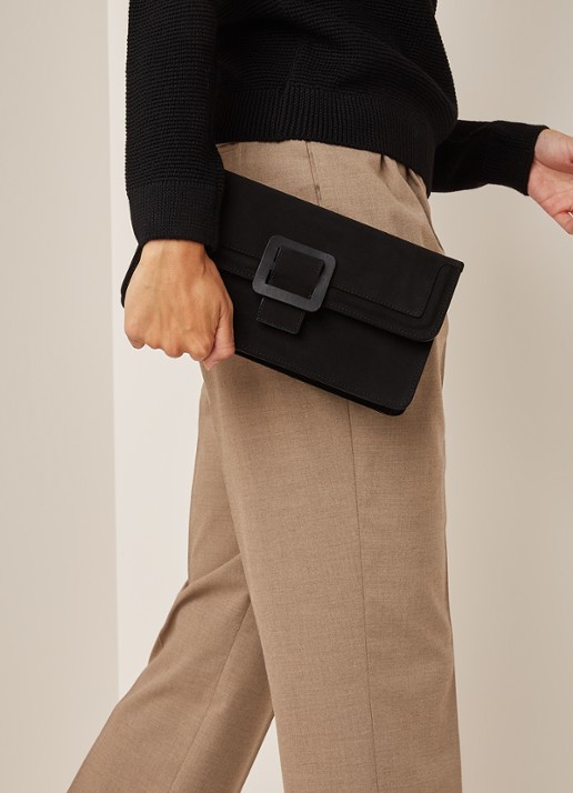 Beth clutch van geitensuède - voorkant 4 zwart