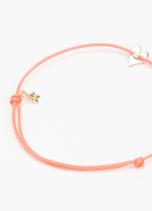 Bibi Camille Heart Rope S armband met bedel - detail 2 lichtroze