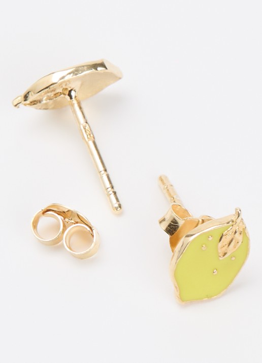 Bibi Camille Lemon Flat oorknopjes verguld - detail geel