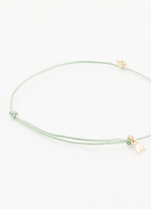 Bibi Camille Mini Flower armband met bedel - detail 2 mosgroen