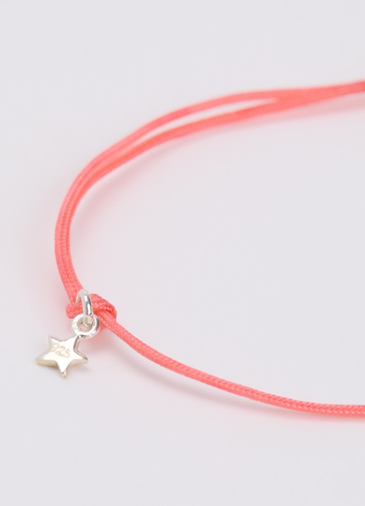 Bibi Camille Mini Flower Rope armband met bedel - detail 2 roze
