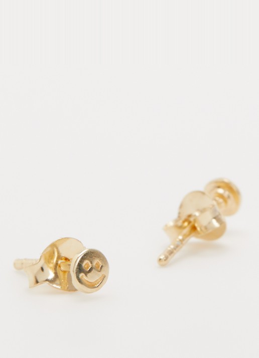 Bibi Camille Mini Smiley armband met bedel - detail goud