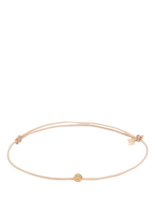Bibi Camille Mini Smiley armband met bedel - voorkant 3 beige