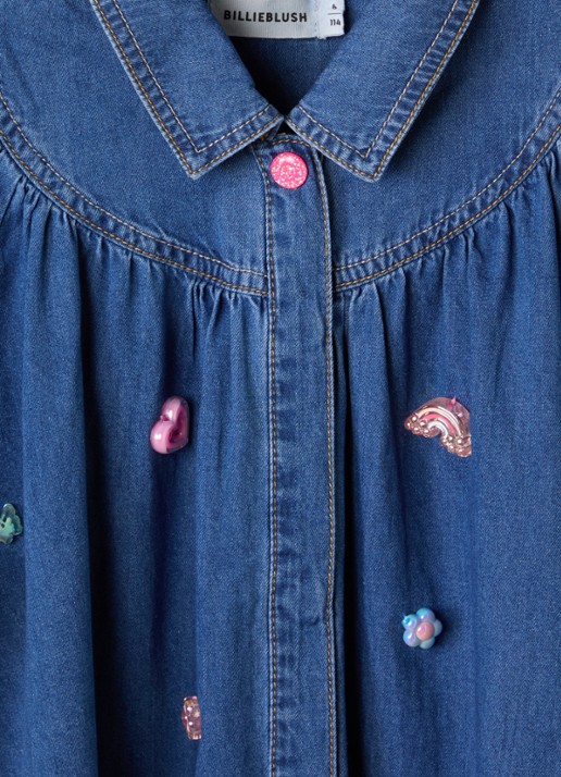 Billieblush Blousejurk van denim met applicatie - detail 3 indigo