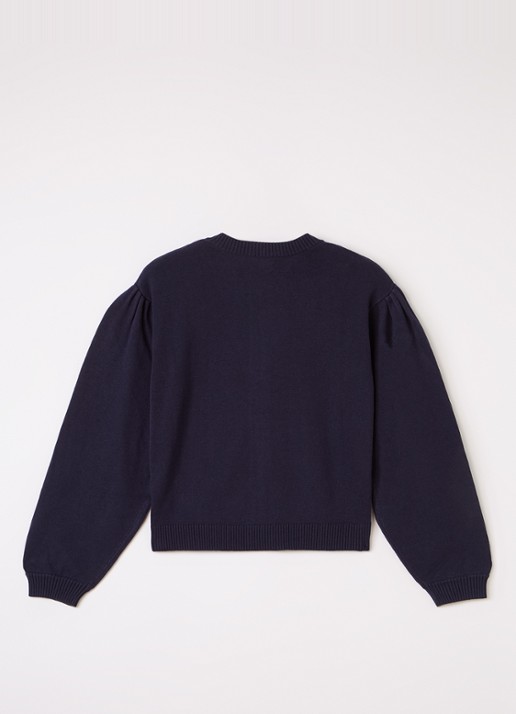 Billieblush Fijngebreid vest met pailletten - achterkant donkerblauw