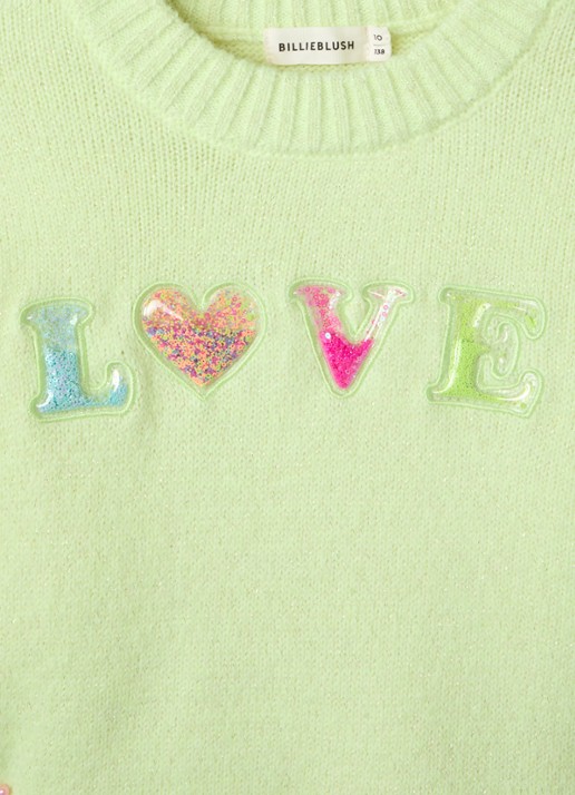 Billieblush Fijngebreide trui in wolblend met lurex - detail neongroen
