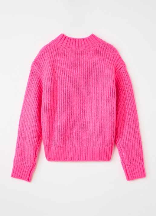 Billieblush Grofgebreide trui met pailletten - voorkant 2 fuchsia