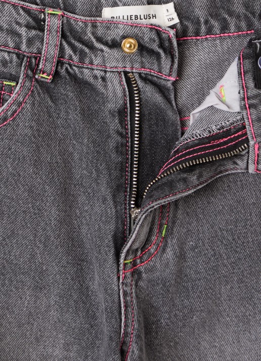Billieblush High waist tapered jeans met borduring - detail 3 middengrijs