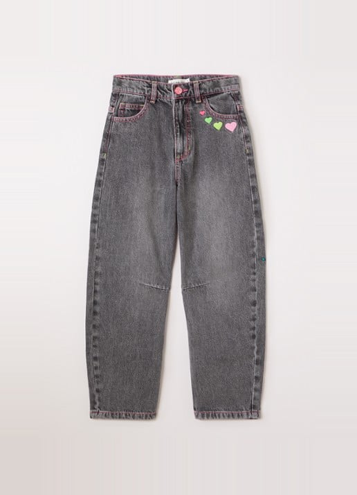 Billieblush High waist tapered jeans met borduring - voorkant middengrijs
