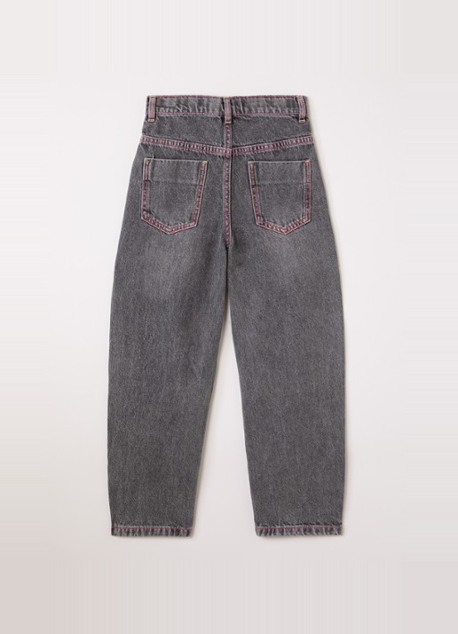 Billieblush High waist tapered jeans met borduring - voorkant 2 middengrijs