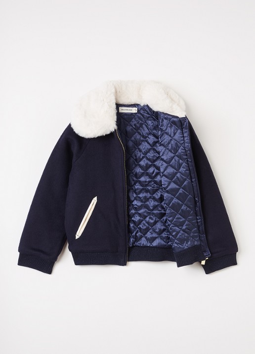 Billieblush Jack in wolblend met pailletten - voorkant 3 donkerblauw