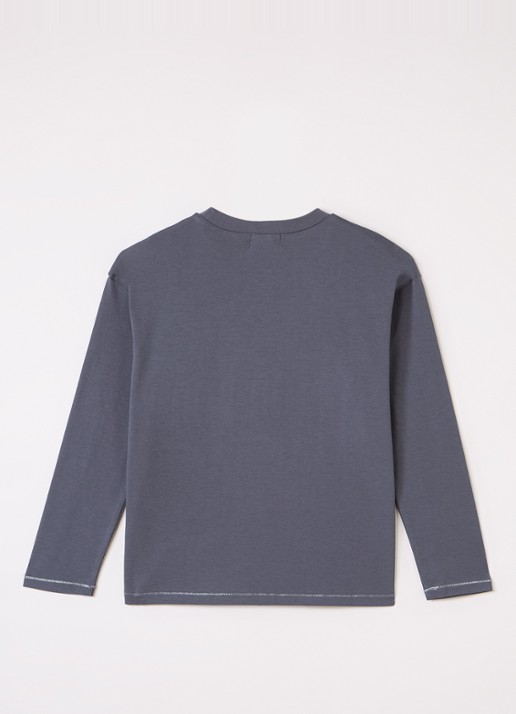 Billieblush Longsleeve met pailletten - voorkant 2 staalblauw
