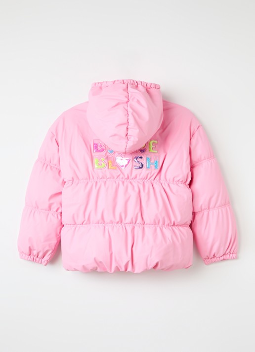 Billieblush pufferjas met logo - achterkant roze