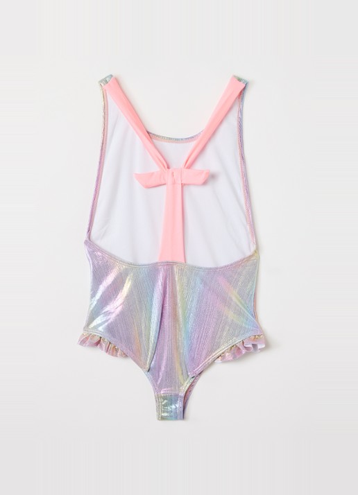 Billieblush Rainbow badpak met glitter - voorkant 2 roze