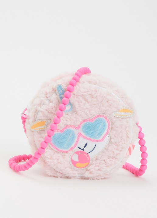 Billieblush Schoudertas van imitatiebont met pailletten - voorkant 5 roze