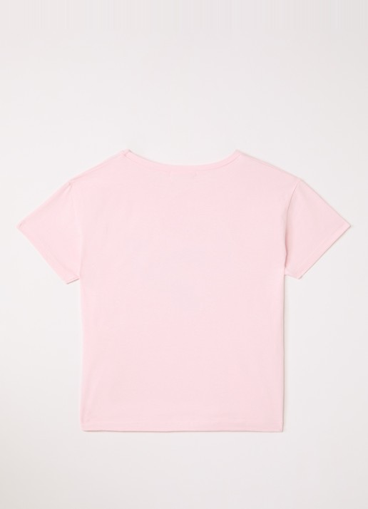Billieblush T-shirt met pailletten en glitter - voorkant 2 lichtroze