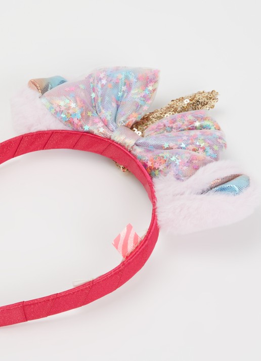 Billieblush Unicorn haarband met applicatie  - voorkant 2 roze