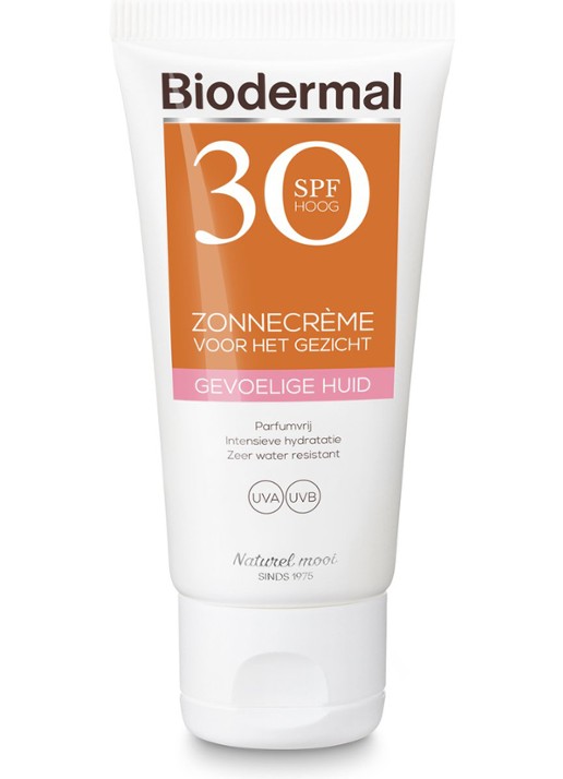Biodermal Gevoelige Huid Zonnecrème Gezicht Water Resistant SPF 30 - zonnebrand voor het gezicht - voorkant undefined