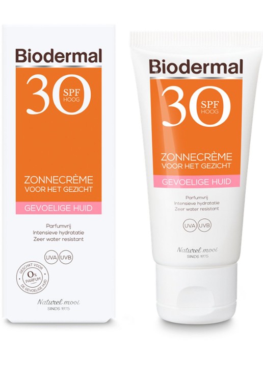 Biodermal Gevoelige Huid Zonnecrème Gezicht Water Resistant SPF 30 - zonnebrand voor het gezicht - voorkant 2 undefined