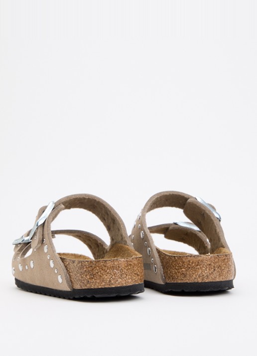Birkenstock Arizona Rivet sandaal van suède - achterkant 3 donkerbeige