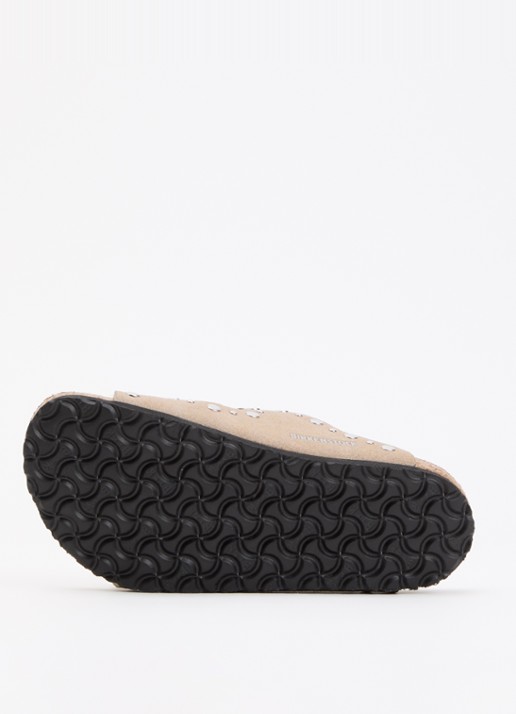 Birkenstock Arizona Rivet sandaal van suède - detail 4 donkerbeige