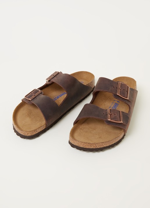 Birkenstock Arizona slipper van nubuck - detail donkerbruin