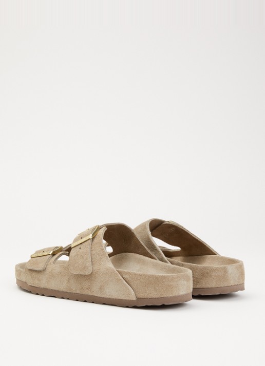 Birkenstock Arizona slipper van suède - achterkant 4 beige
