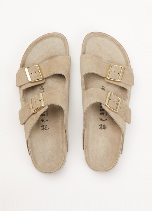 Birkenstock Arizona slipper van suède - detail 2 beige