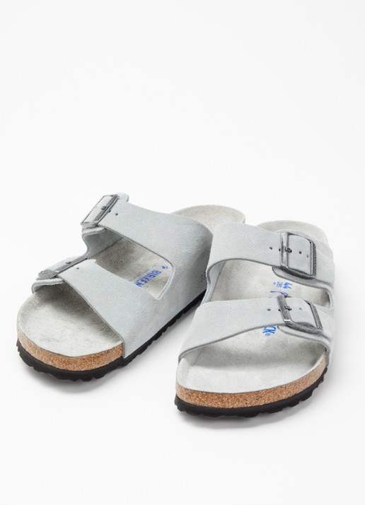 Birkenstock Arizona slipper van suède - detail grijs