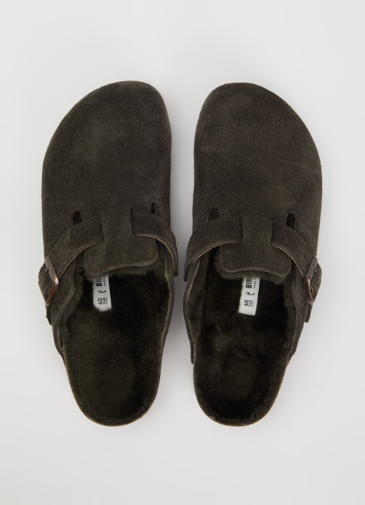 Birkenstock Boston clog van suède - detail 3 hazelnootbruin