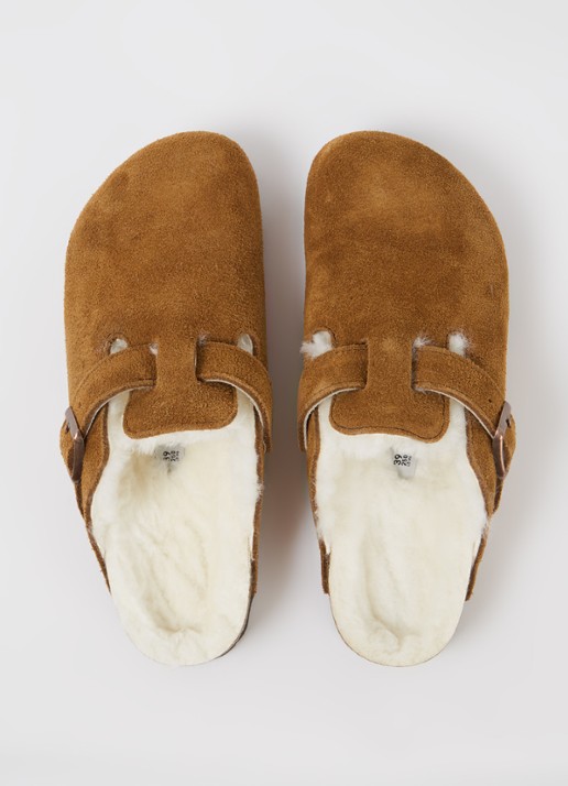 Birkenstock Boston clog van suède - detail 3 cognac