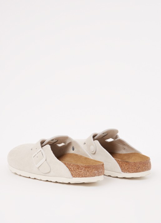Birkenstock Boston muiltje van suède - achterkant beige