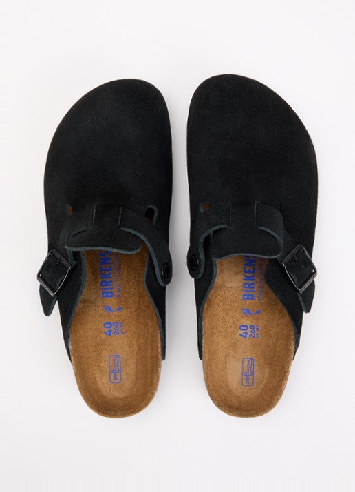 Birkenstock Boston muiltje van suède - detail 4 zwart