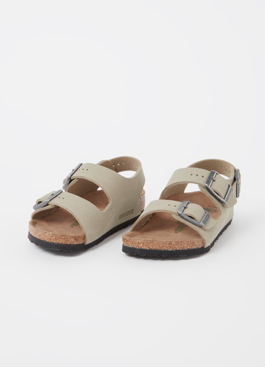 Birkenstock Milano sandaal van nubuck - voorkant 2 khaki